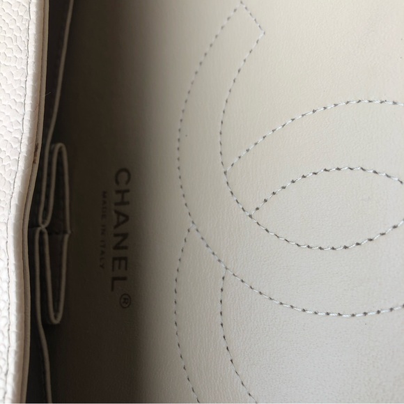 💯 AUTHENTIC CHANEL CAVIAR DOUBLE FLAP BEIGE CLAIR - Picture 4 of 16